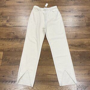 Triarchy Jeans Women 31 Ms Hart Petal Hem High Rise Straight Leg Denim Cream NWT